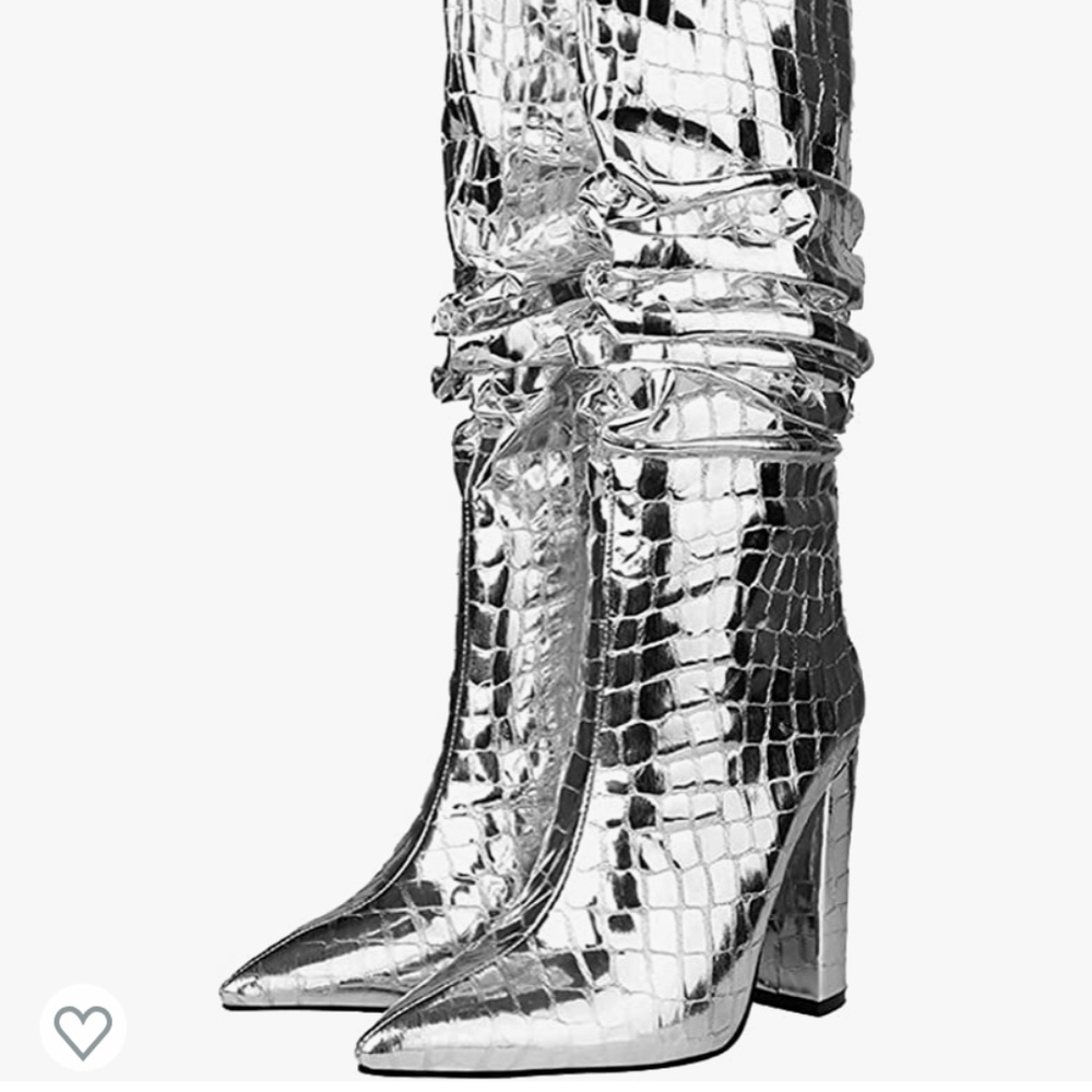 Slouchy silver boots